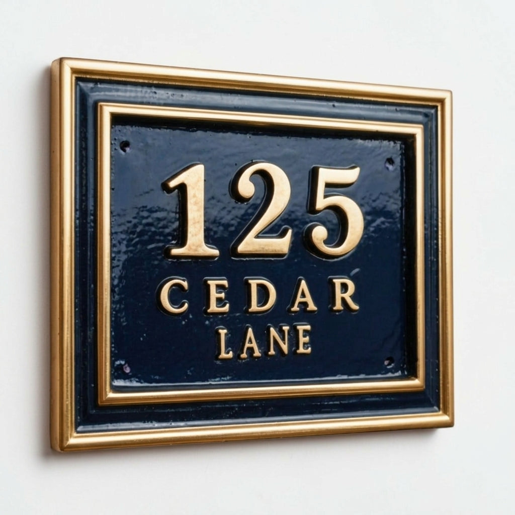 The Cedar Court — Classic Cast Aluminum Address Plaque