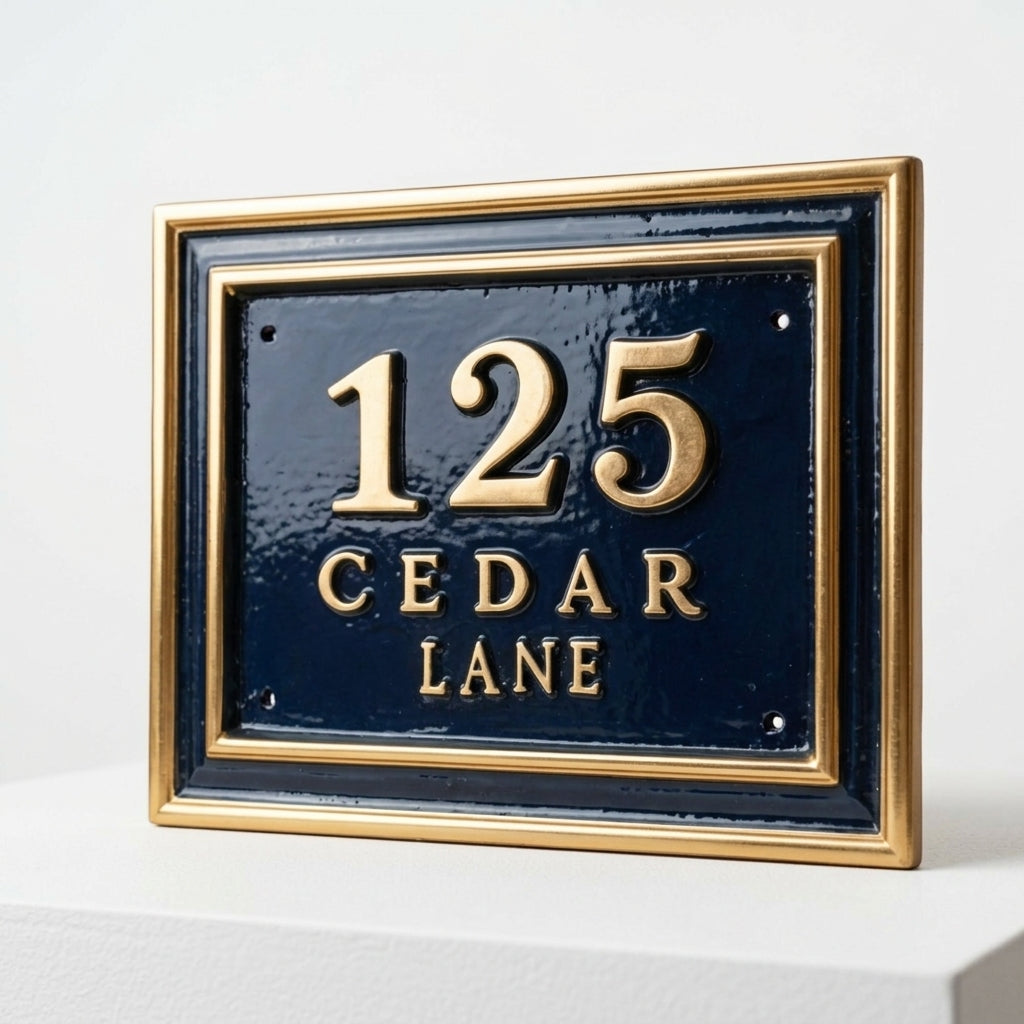 The Cedar Court — Classic Cast Aluminum Address Plaque