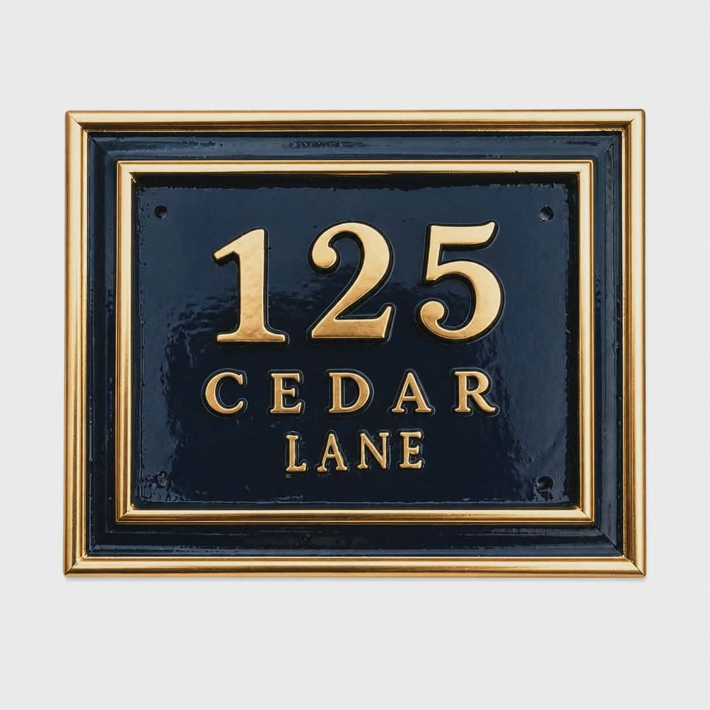 The Cedar Court — Classic Cast Aluminum Address Plaque