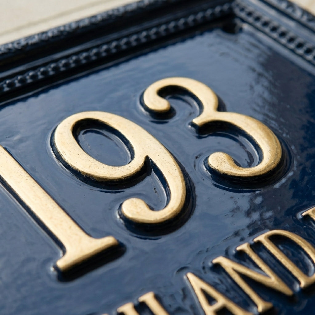 Hausnummernschild aus Aluminiumguss – Traditionelles Adressschild