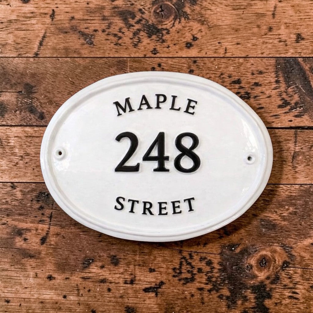 The Maple Oval — Classic Cast Aluminum Address Plaque