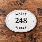 The Maple Oval — Classic Cast Aluminum Address Plaque