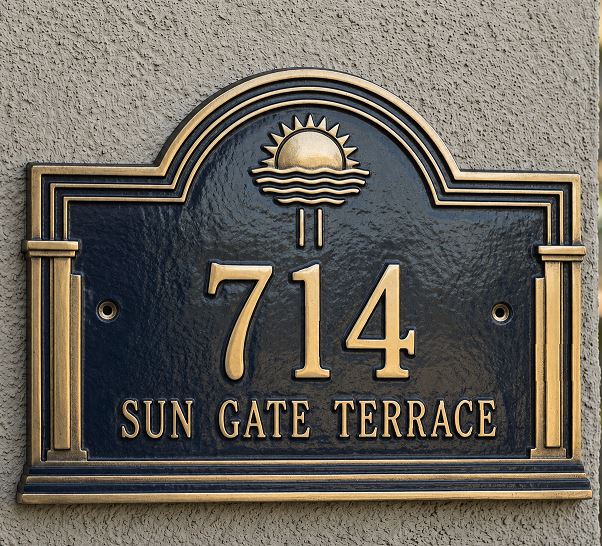 Sun Gate – Handcrafted Cast Aluminum Address Plaque