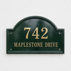 Heritage Arch Hausnummernschild aus Aluminiumguss – Personalisiertes, handgefertigtes Hausschild