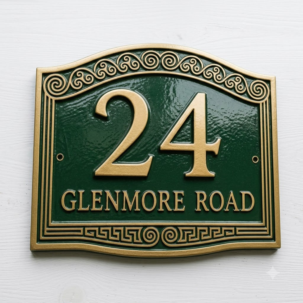 Cast Aluminum House Number Plaque – Ornate Address Sign | Ridgeco Design
