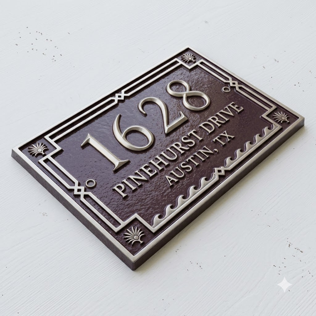 Custom Cast Aluminum House Number Plaque | Personalized Address Sign
