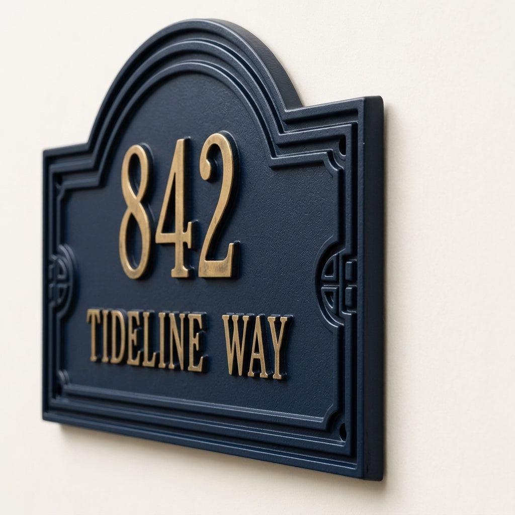 Handcrafted Cast Aluminum Address Plaque | Atlantis Collection