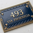 Phoenicia Heritage Hausnummernschild aus Gusseisen – Handgefertigtes, individuelles Hausschild