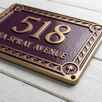 Phoenicia Waves Hausnummernschild aus Aluminiumguss – personalisiertes, handgefertigtes Hausschild
