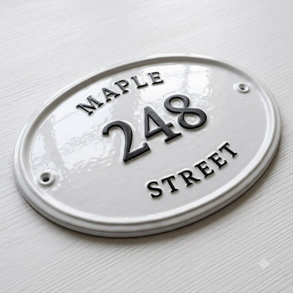 The Maple Oval — Classic Cast Aluminum Address Plaque
