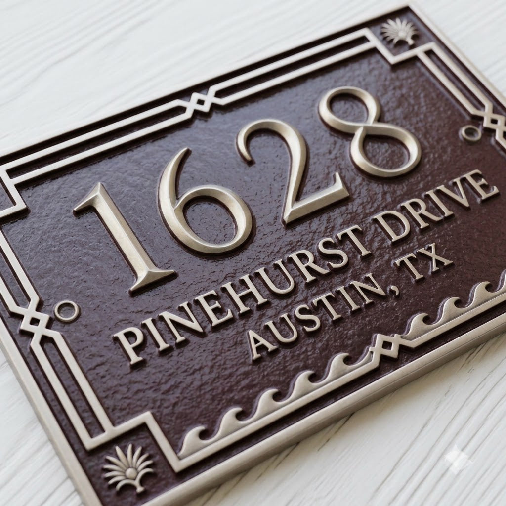 Custom Cast Aluminum House Number Plaque | Personalized Address Sign