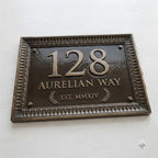 Roman Villa House Number Plaque | Custom Cast Aluminum Address Sign