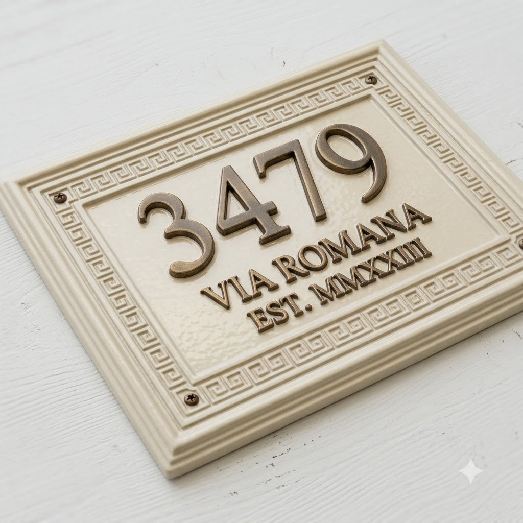 Klassische römische Hausnummernschilder | Individuelles Adressschild aus Aluminiumguss