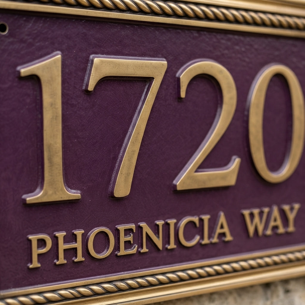 Custom Cast Aluminum House Number Plaque | Personalized Address Sign