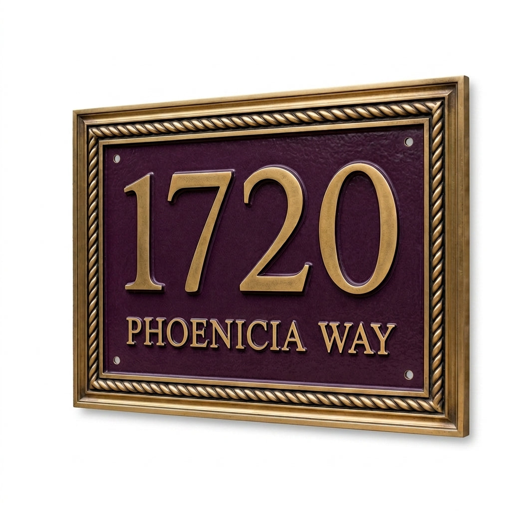 Custom Cast Aluminum House Number Plaque | Personalized Address Sign