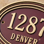 Oval Cast Aluminum House Number Plaque, Custom Address Sign, Raised Metal Numbers, Classic Vintage Door Sign