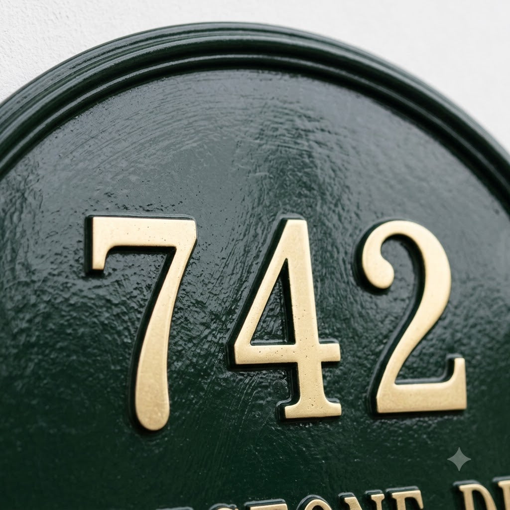 Heritage Arch Cast Aluminum Address Plaque – Personalized Handmade House Sign