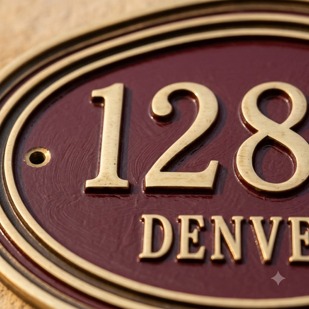 Oval Cast Aluminum House Number Plaque, Custom Address Sign, Raised Metal Numbers, Classic Vintage Door Sign