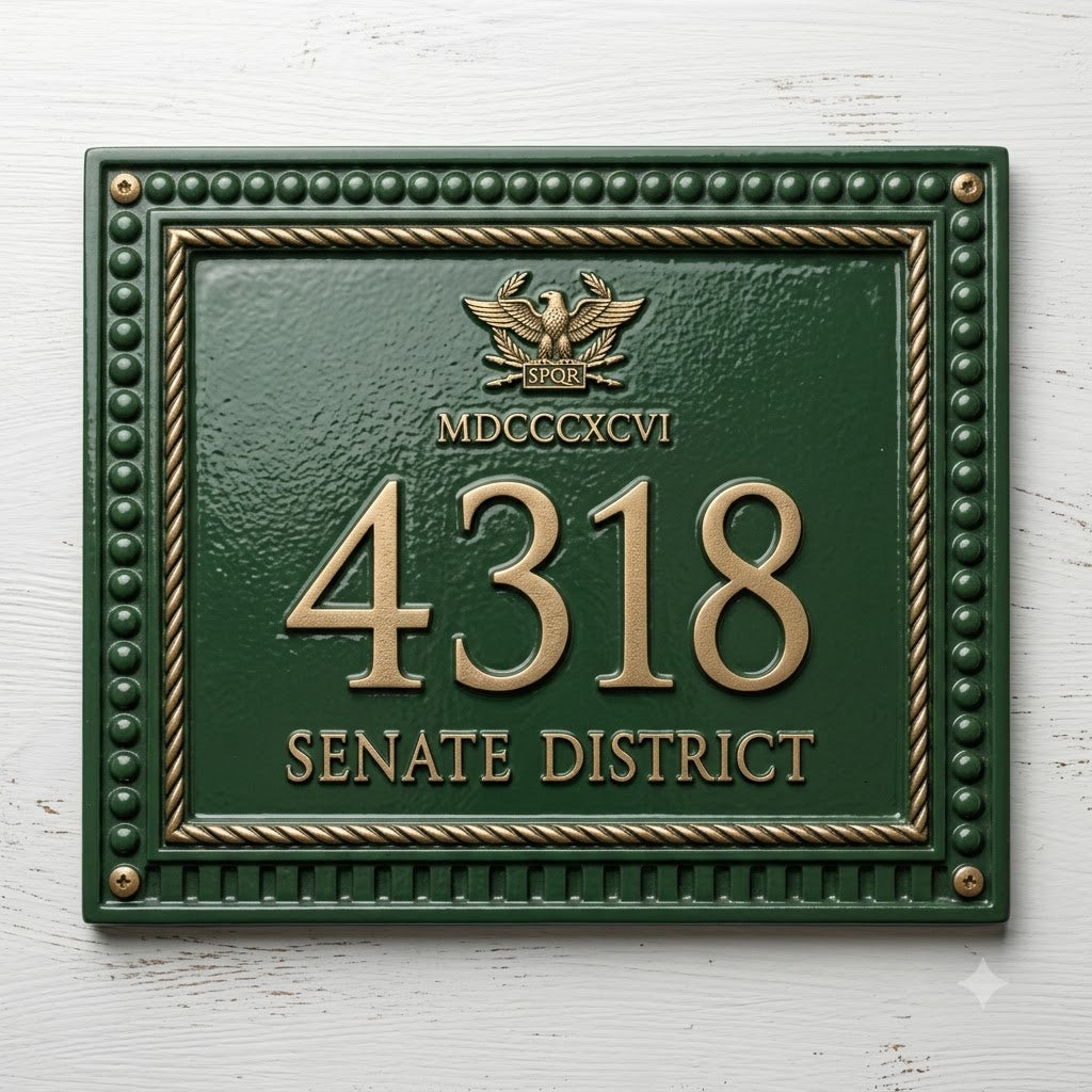 Roman Inspired House Number Plaque | Custom Cast Aluminum Address Sign