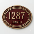 Oval Cast Aluminum House Number Plaque, Custom Address Sign, Raised Metal Numbers, Classic Vintage Door Sign