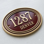 Oval Cast Aluminum House Number Plaque, Custom Address Sign, Raised Metal Numbers, Classic Vintage Door Sign