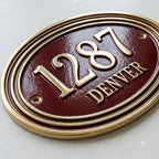Oval Cast Aluminum House Number Plaque, Custom Address Sign, Raised Metal Numbers, Classic Vintage Door Sign