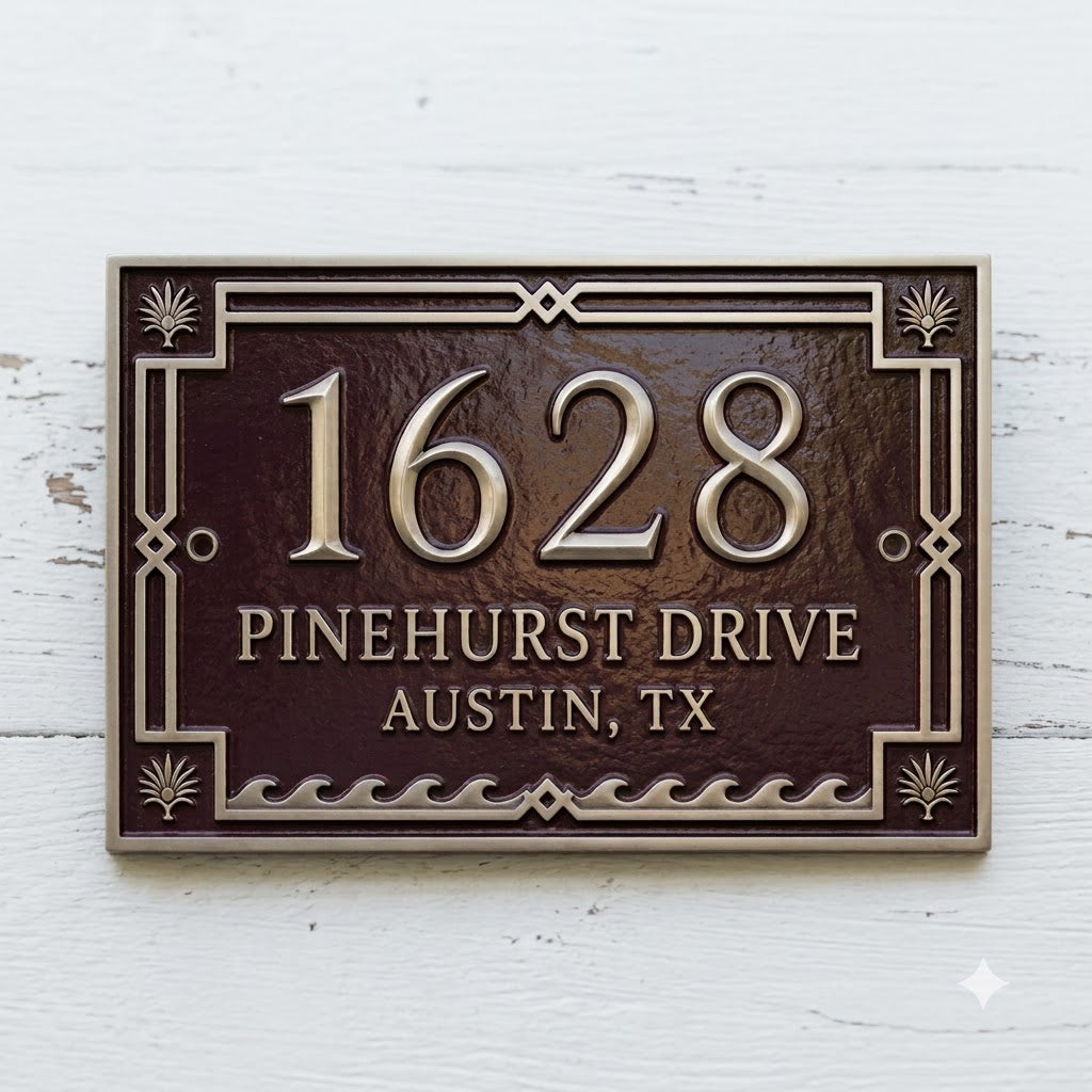 Custom Cast Aluminum House Number Plaque | Personalized Address Sign