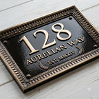 Roman Villa House Number Plaque | Custom Cast Aluminum Address Sign