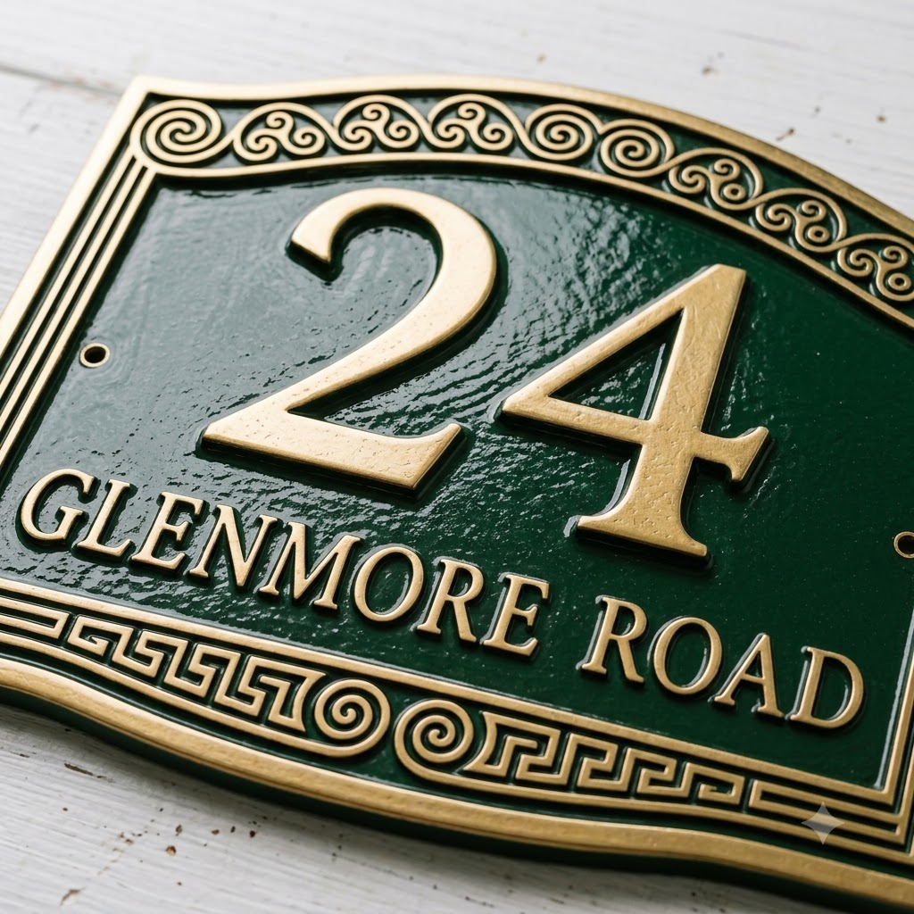 Cast Aluminum House Number Plaque – Ornate Address Sign | Ridgeco Design