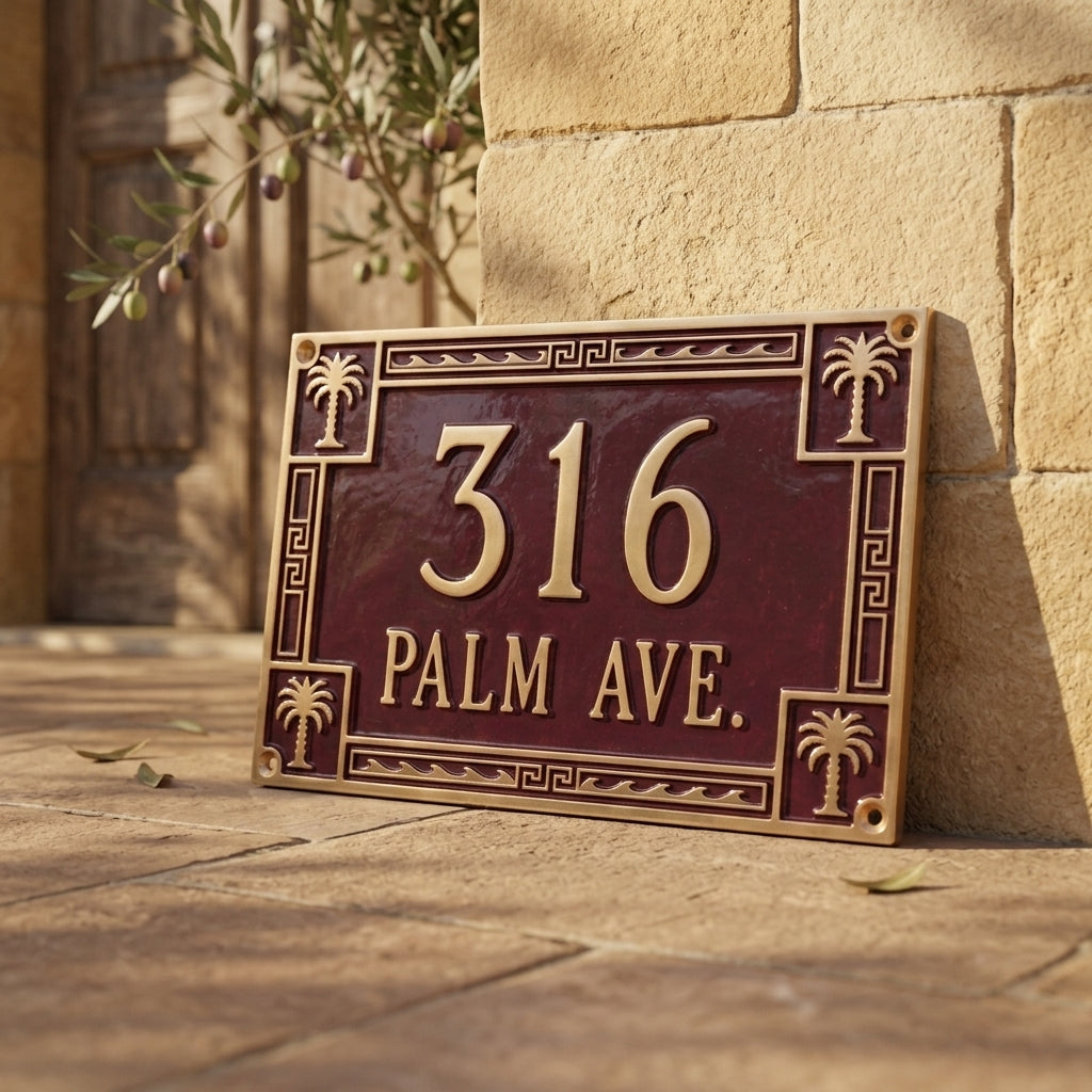 Phoenicia Heritage Cast Aluminum Address Plaque | Personalized House Number Sign